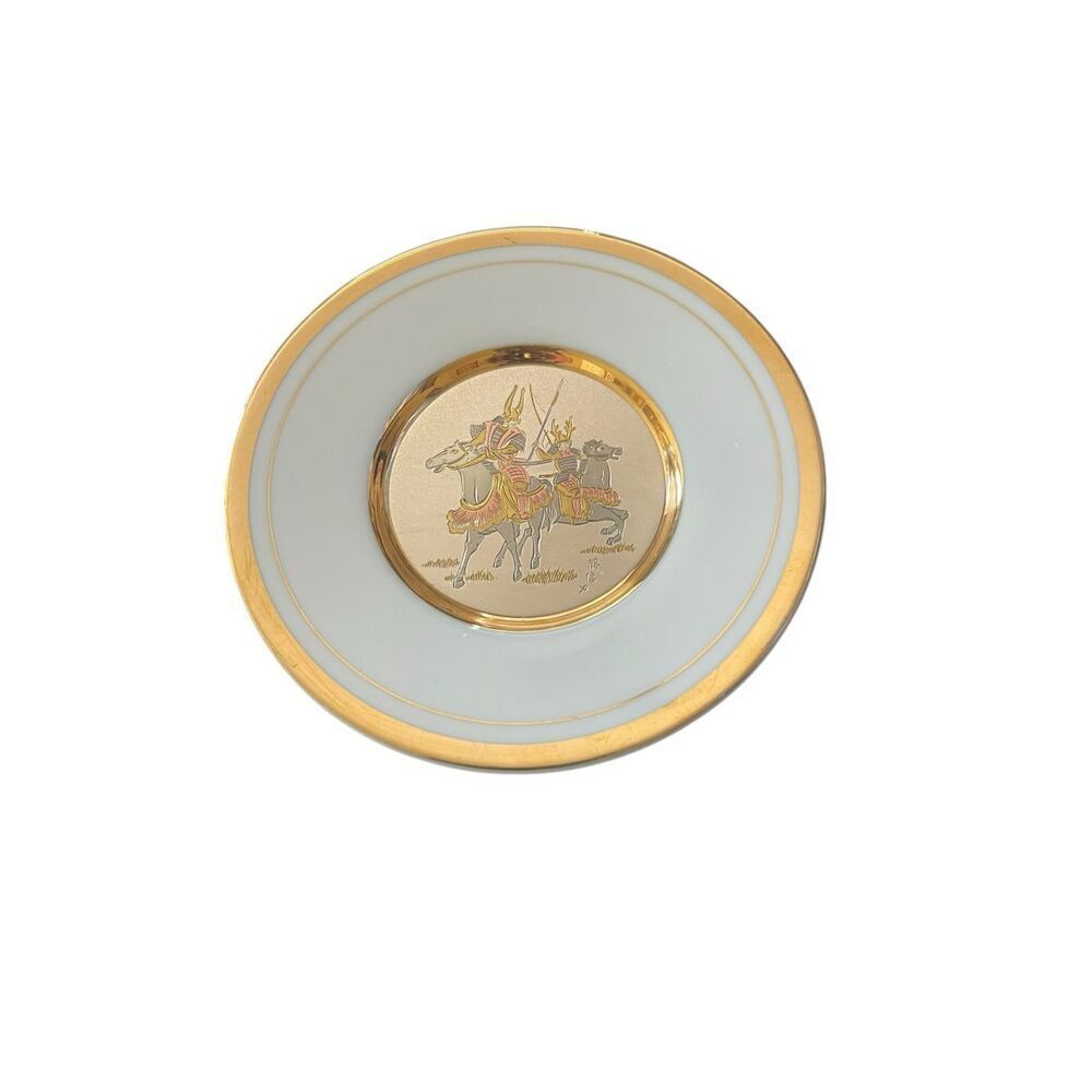 Vintage 24k Gold The Art of Chokin Edged Samurai Gold Plates